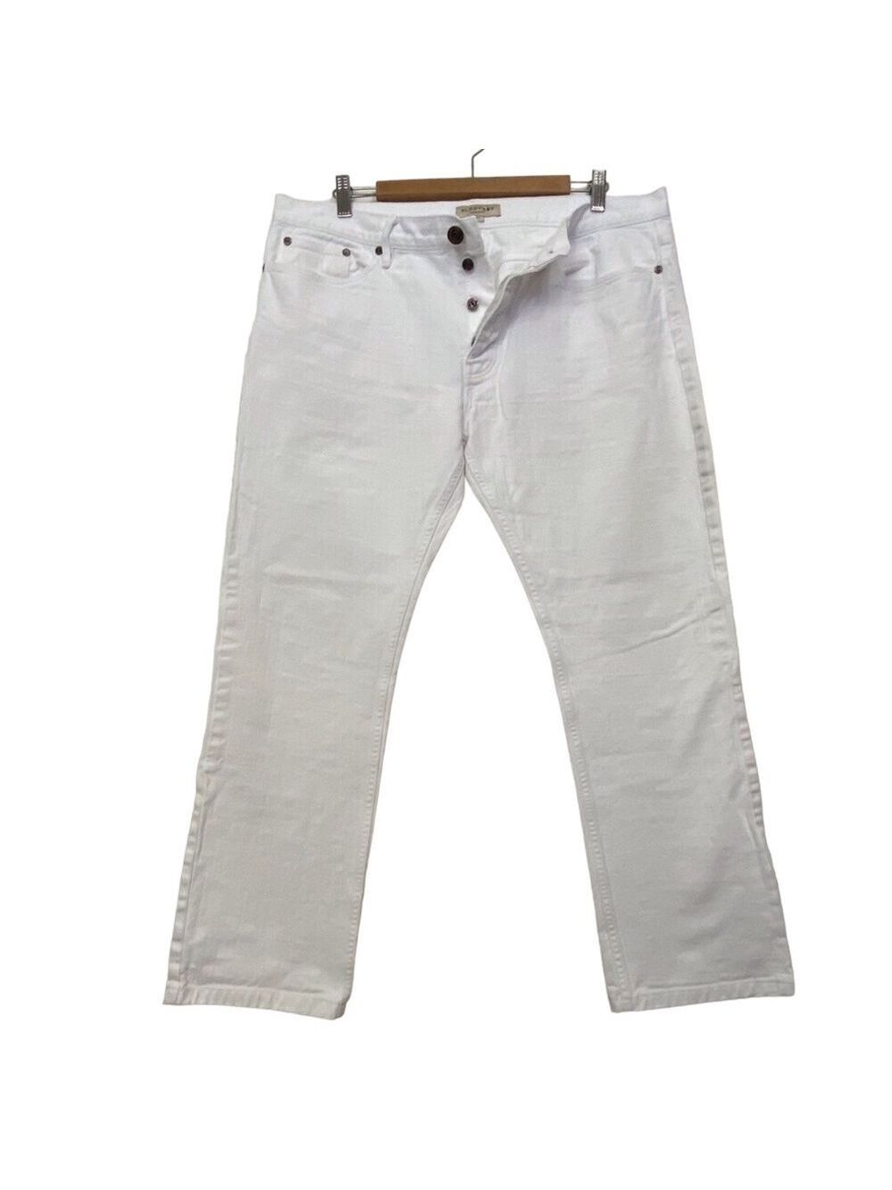 Burberry London white jeans 38 button fly 100% cotton straight legs